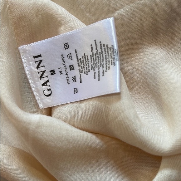 Ganni cream rose flower peplum midi knee length dress medium - Picture 5 of 5